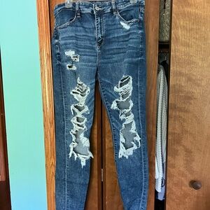 American Eagle Outfitters Blue Skinny Jeans Distressed